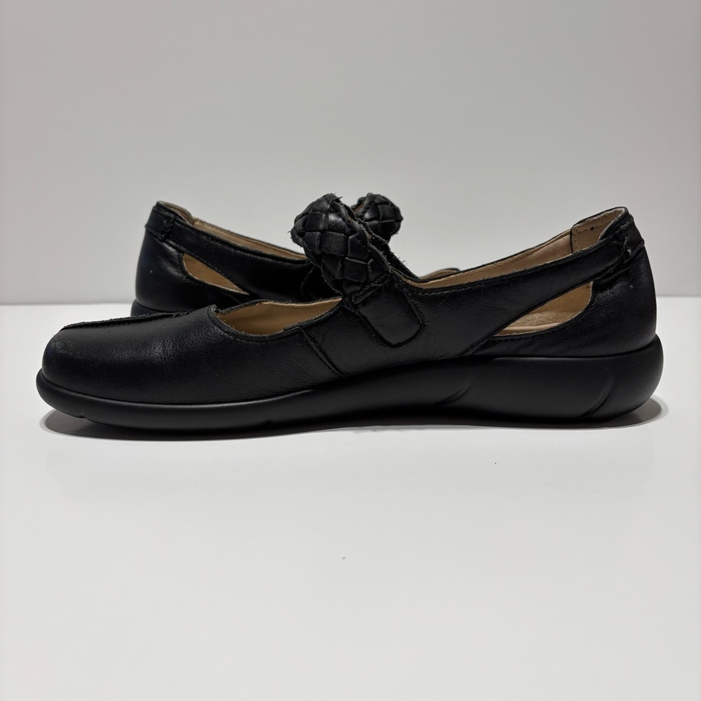 Hotter Shake Black Leather
Mary Jane Womens 9.5
Casual Slip Shoes Braided
Strap
